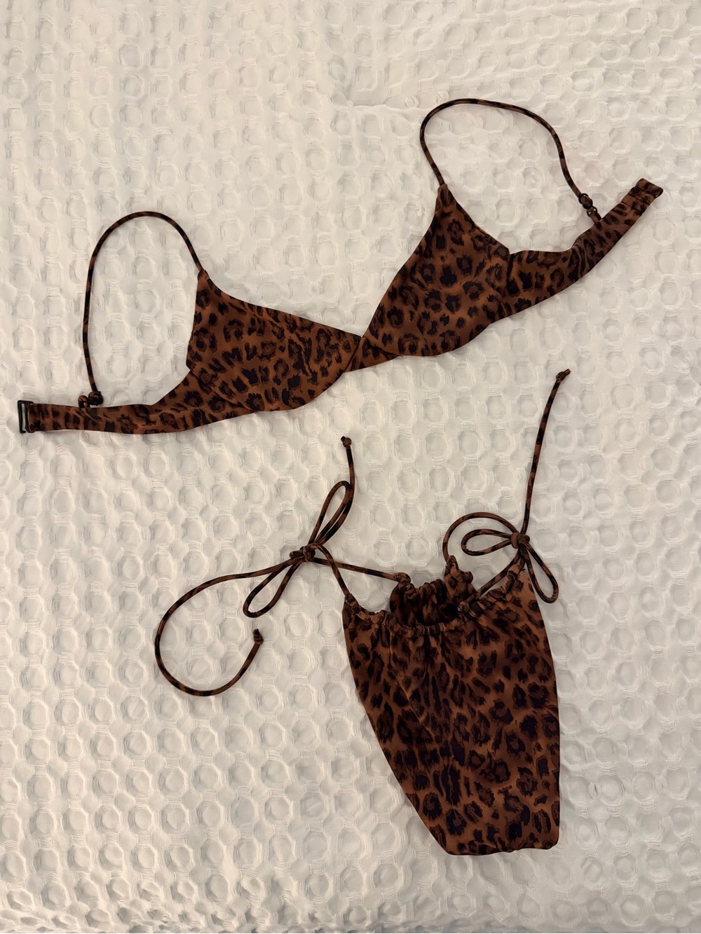 Leopard Print Tie-Side Bikini in Brown - Picture 11 of 13